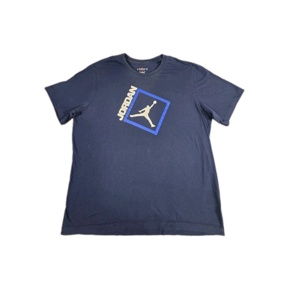 Jordan Size XXL Graphic Men's T-Shirt Blue Air Jordan Logo 100% Cotton C9